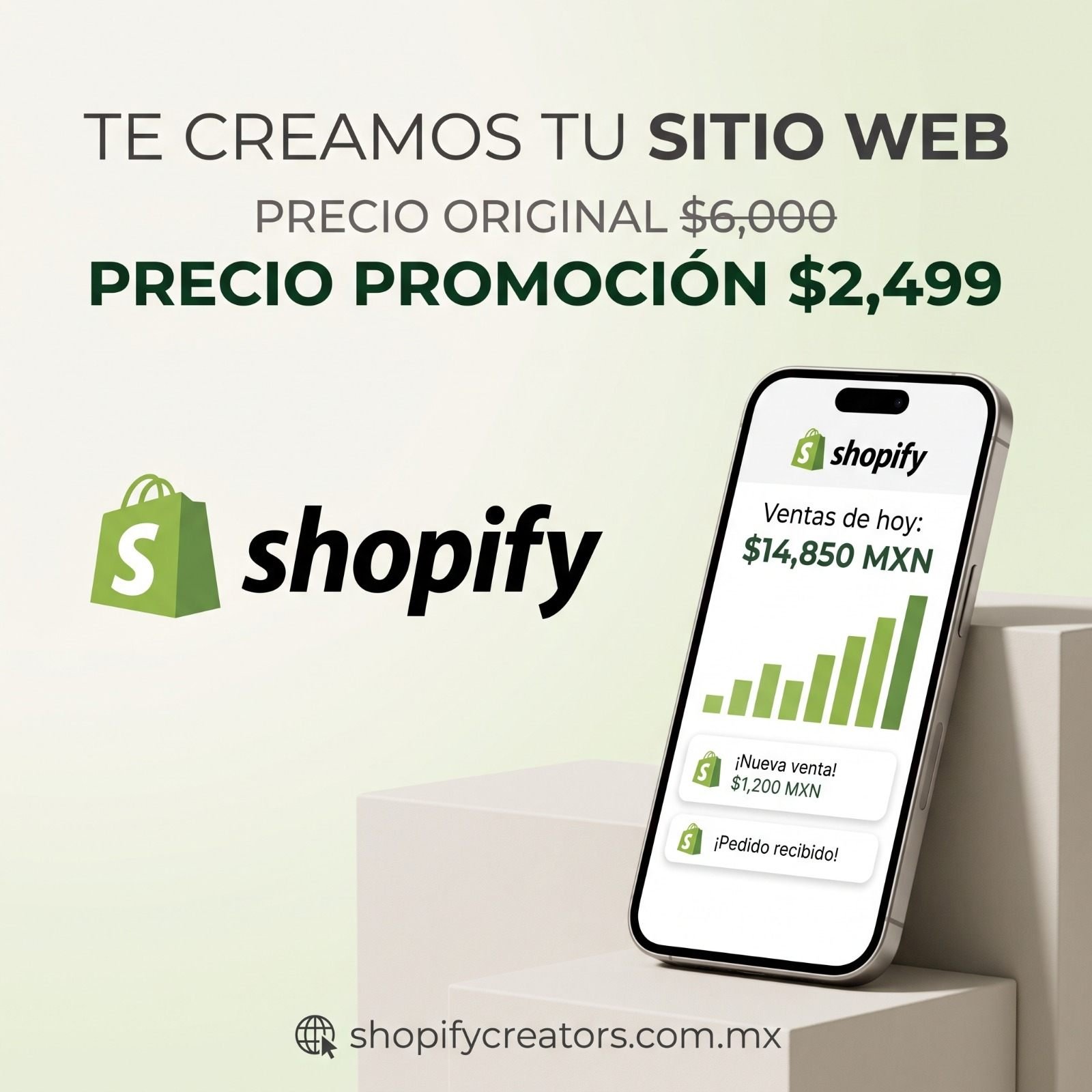 Te creamos tu sitio web. Precio original $6,000, precio promoción $2,499